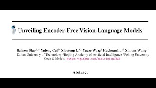 Unveiling EncoderFree VisionLanguage Models [upl. by Els]