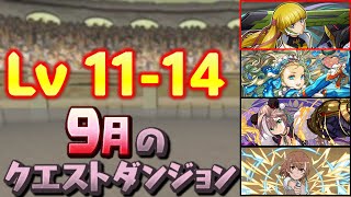 Puzzle and dragons：9月のクエストダンジョン Lv 1114 [upl. by Allekim]