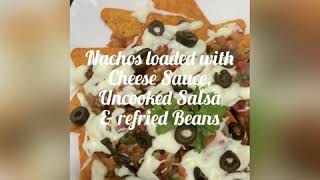 Cheesy Loaded Nachos with Refried Beans and Uncooked Salsa cheesy nachos mexican [upl. by Cornela]