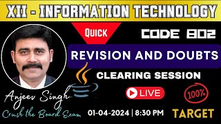 Day 10 Quick Revision and Doubts Clearing Session  Java  MySQL Class 12 IT Code 802 [upl. by Laundes]