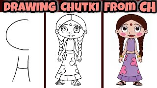 How to draw CHUTKI from Chota bhem using CH  HOW TO DRAW CHUTKI FROM CHHOTA BHEEM STEP BY STEP [upl. by Anirbac226]