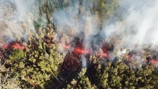 Crack opens in leilani estates with lava 532018 rare footage from drone [upl. by Peatroy]