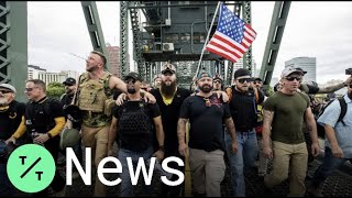 RightWing Groups AntiFascist Protesters Swarm Downtown Portland [upl. by Narmi87]