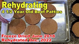 Rehydrating 4 12 Year Old Freeze Dried Raw Hamburger Patties [upl. by Anitnauq255]