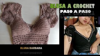 BLUSA A CROCHET PASO A PASO parte 12 BLUSA TEJIDA CON PERLAS BLUSA CON PERLAS crochet perlas [upl. by Ellehsat462]