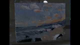 Shore Break Seascape Painting Palette Knives [upl. by Etheline974]