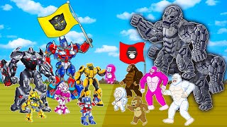 Maximals Transformers 2D GODZILLA Primal Animation  Optimus Bee Autobot Robot Cartoon compilation [upl. by Jahncke590]