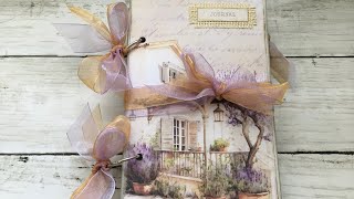 🌸 Lavender  Handmade Ring Bound Journal with Ephemera Flip Through 🌸 [upl. by Lleinnad]