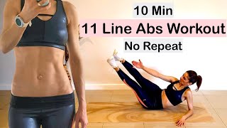 10 Min 11 Line Abs Workout  No Repeat  No Equipment [upl. by Enivid543]