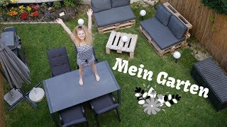 Mein Garten  Tour  Gartengestaltung  Europaletten  Katherina Kathi [upl. by Nekcerb]