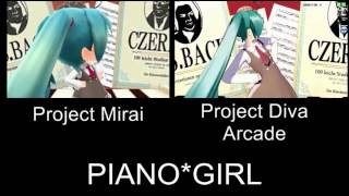 Project Mirai Deluxe PIANOGIRL PV Comparison 3DS Arcade [upl. by Lebbie58]