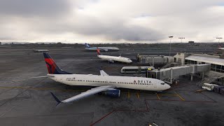 MSFS 2020 KLAX Busy Delta B737900ER Departure on Vatsim [upl. by Ehtnax]