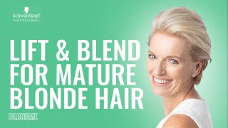 How to lift and blend mature blonde hair for white coverage [upl. by Ahsaelat]