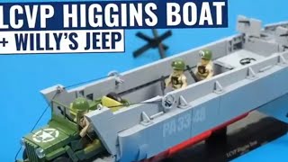 Lego Landing Ship Cobi LCVB HIGGINS BOAT  WILLY JEEP [upl. by Annaerda515]