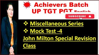 🔴 UP TGT PGT revision seriesJohn Miltons RevisionLive English Class uptgtpgtenglish ltenglish🎯 [upl. by Goebel]