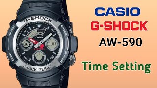 How to set time on Casio GShock AW590 [upl. by Ayyn]