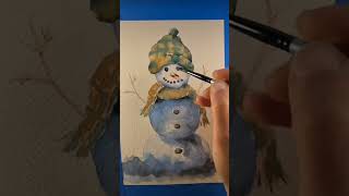 2 bonhomme de neige aquarellefacile watercolorpainting art watercolors [upl. by Bertila466]