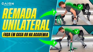 Remada Unilateral dica simples para não errar com elástico ou halteres seja em casa ou na academia [upl. by Daniele740]