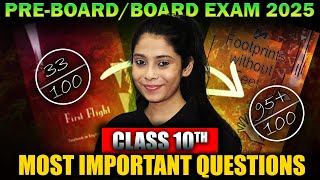 Class 10 English Most Important Questions 2025  PreBoardsBoards  Class 10 English [upl. by Draillih]