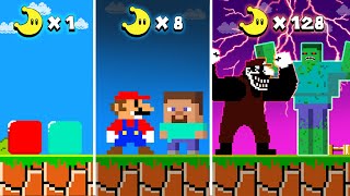 Super Mario Bros But Every Moon Makes Mario and Steve become Monster  PixSaga Mario [upl. by Marden906]