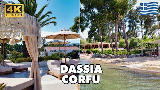 DASSIA 🌞 Corfu Island Greece 🇬🇷  Luxurious Resort amp Beautiful Sandy Beach 🏖️  4K UHD [upl. by Naashar910]