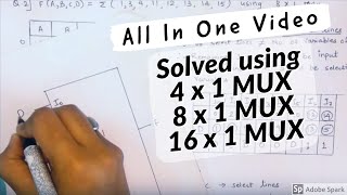 Implementation of boolean function using multiplexers  Hindi  One question with three types of mux [upl. by Gomez]