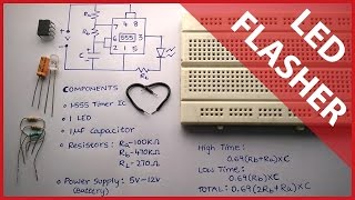 Flashing LED circuit using 555 timer  With theory amp explanation [upl. by Lehsar]