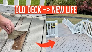 Deck Remodel  LED Lighting PVC Decking Vinyl Railings [upl. by Blus578]