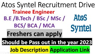 Atos Syntel Recruitment Drive  Atos Syntel hiring freshers  career at Atos Syntel  Atos jobs job [upl. by Constant]