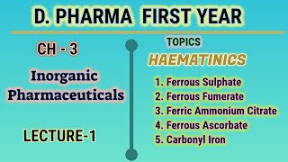 HaematinicsInorganic pharmaceuticalsL1CH3DPharm first year [upl. by Fawna]