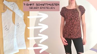 Tshirt Schnittmuster selber machen  nähen für Anfänger [upl. by Kinemod42]