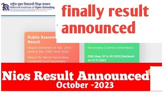 nios result declarednios result updatenios October 2023 resultnios resultnios 2023 result [upl. by Aiela]