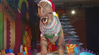 23Foot TRex Animatronic Wears Ugly Christmas Sweater [upl. by Onahpets]