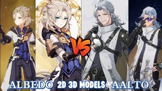 Albedo VS Aalto Comparison of 2D 3D models of characters with Man Bun Hairstyle hair [upl. by Kora853]