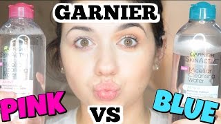 Blue vs Pink Garnier SkinActive Micellar Cleansing Water Makeup Remover Whats the Difference [upl. by Dimitri]