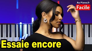 Imen Es Essaie Encore Piano Cover Tutorial Paroles [upl. by Anivlek]