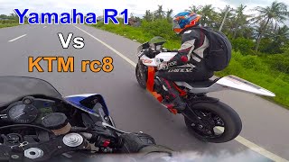 Yamaha r1 Vs KTM rc8 [upl. by Ennoryt]