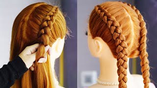 Cute Two Braids Hairstyle For School [upl. by Hegarty]