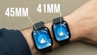 Apple Watch Series 9  Size Comparison on Wrist 41mm vs 45mm [upl. by Cynthy]