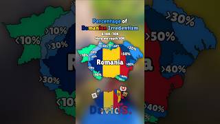 Percentage of Romanian Irredentism europe map geography mapping history mapper shorts [upl. by Nageet]