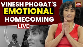 Vinesh Phogat LIVE Vinesh Phogats Emotional Homecoming  Phogat Returns To India From Paris LIVE [upl. by Airotnes]