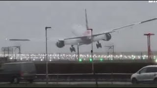 Aereo in balia del vento atterraggio da brivido a Heathrow lala sfiora lasfalto [upl. by Yneffit]