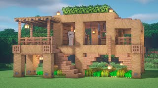 Minecraft How to Build a Jungle Starter House  Simple Starter House Survival Tutorial [upl. by Dacia886]