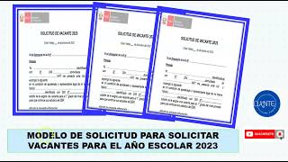 MODELO DE SOLICITUD PARA VACANTES 2023 [upl. by Suirtemed]