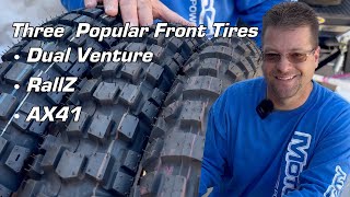 How to Choose 3 Top ADV Front Tires  Motoz Dual Venture amp RallZ or Bridgestone AX41 exploready [upl. by North]