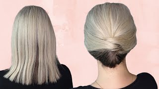 EASY chignon on short to medium length hair  thin fine hair [upl. by Ycram]