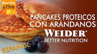 Pancakes proteicos con arándanos español  HealthyampTasty by Weider [upl. by Elihu]