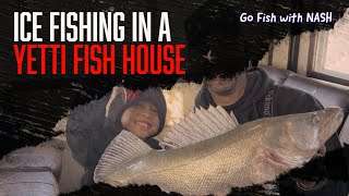 ICE FISHING in a Yetti fish house on LAKE WINNIPEG [upl. by Anaiad492]