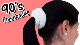 Very Easy Hair Scrunchie Crochet Pattern  90s Fashion [upl. by Melisse]