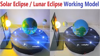 solar eclipse  lunar eclipse  earth rotation working model science project  diy craftpiller [upl. by Schwinn]